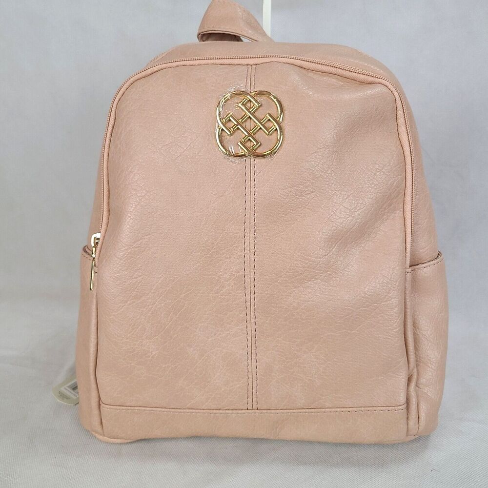 New DAISY FUENTES Blush Faux Lather Double Zip Around Backpack $98